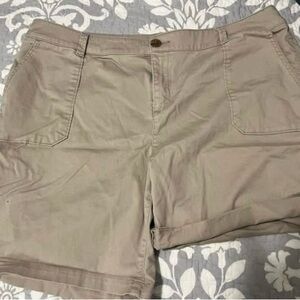 Lane Bryant Tan Bermuda Shorts Cotton Blend